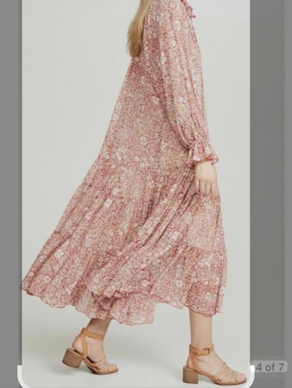 Free People Floral Groovy Tiered Midi Maxi Dress in Rose/Pink